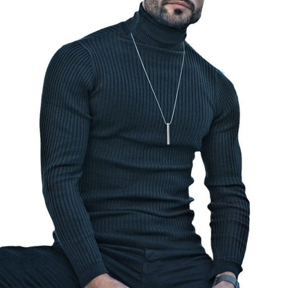 Herren Rollkragenpullover Strukturiert Rippoptik Modern