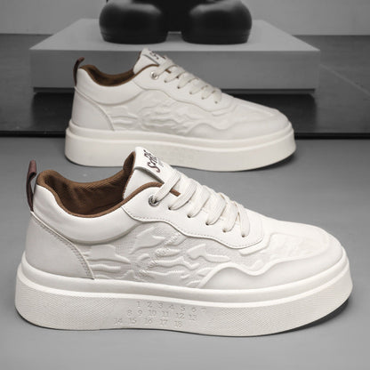 Damen Sneaker Leder Schuhe mit Logo Stickerei Modern