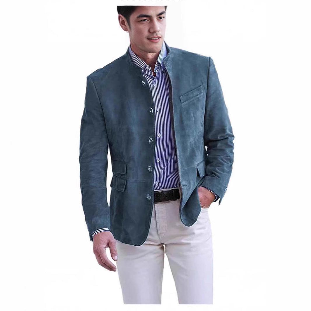 Herren Lederjacke Modern Wildleder mit Taschen