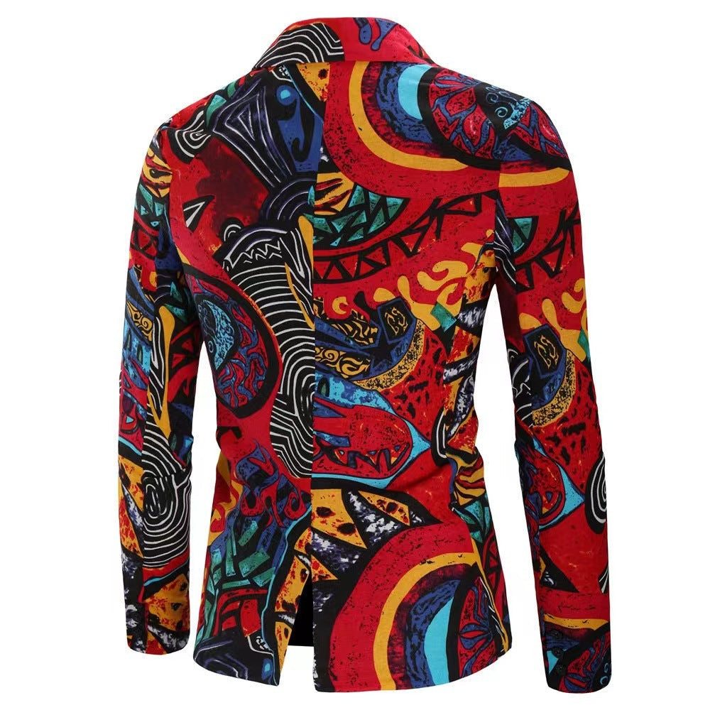 Herren Blazer Modern Bunt Grafik Design