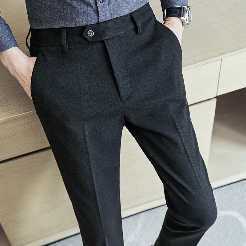 Herren Anzughose Slim Fit Schmal Schwarze Hose