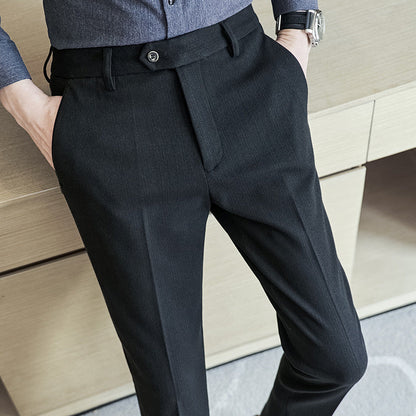 Herren Anzughose Slim Fit Schmal Schwarze Hose