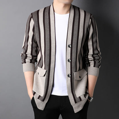 Herren Strickjacke Modern Streifenmuster Elegant
