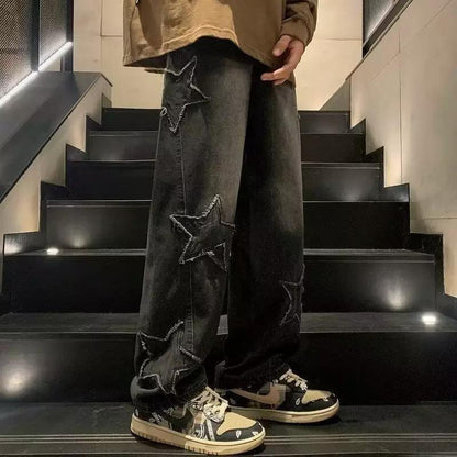 Herren Jeans Lässig Mit Sternen Stickerei Style