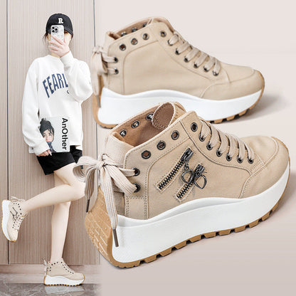 Damen Sneaker High-Top Sportschuhe Mit Reißverschluss - BerlinGlamour