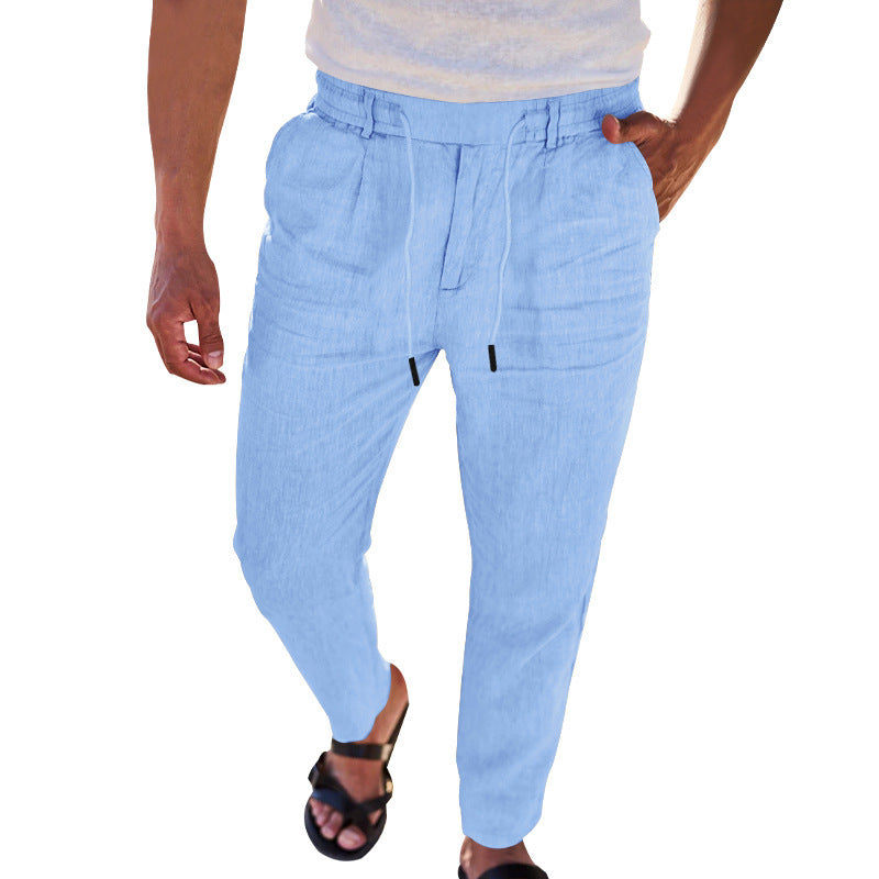 Herren Leinenhose Leicht Bequem Mit Seitentaschen
