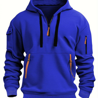Herren Kapuzenpullover Funktional mit Reißverschlusstaschen Modern