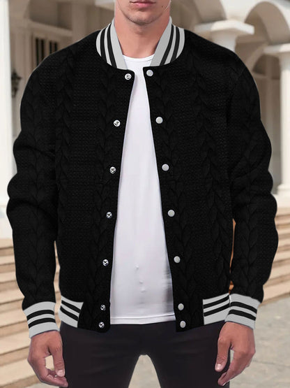 Herren Baseballjacke Modern mit Kontrastfarben und Struktur