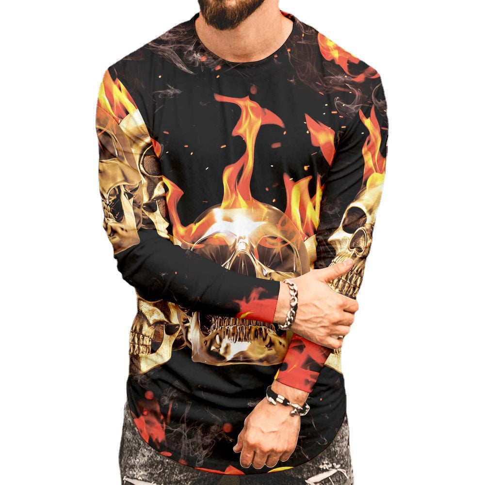 Herren Langarmshirt Gruseliges Halloween Motiv Schwarz