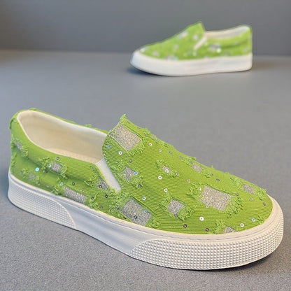 Damen Sneaker Komfortabel Glitzernde Schuhe Sportlich