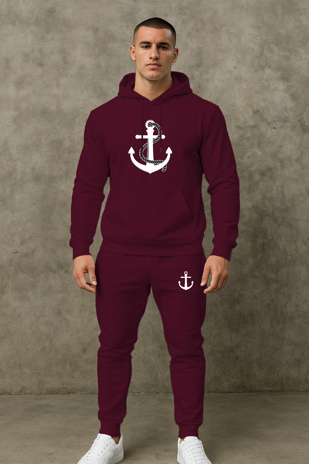Herren Hoodie Set Maritim Anker Design Sportlich