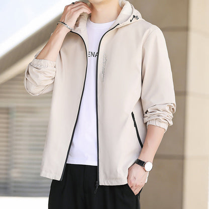 Herren Sportjacke Wetterfest Verstellbare Kapuze Funktionell