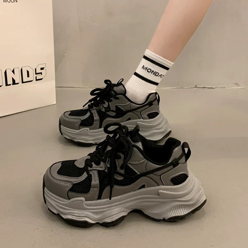 Damen Sneaker Chunky mit Mesh Obermaterial und Weicher Sohle