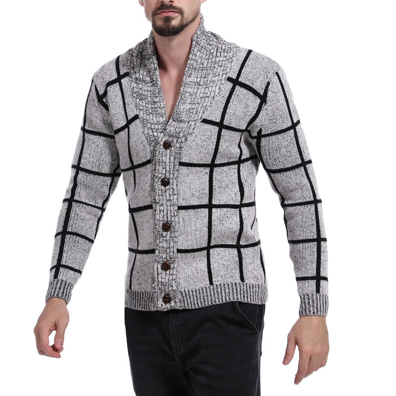 Herren Strickjacke Karomuster Elegantes Design Modern