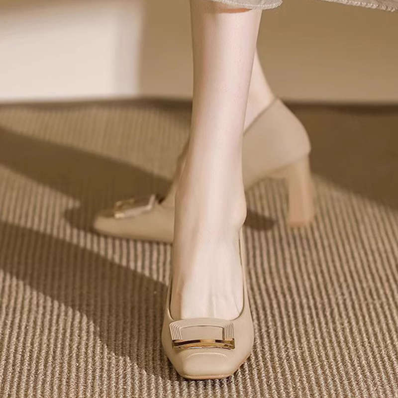 Damen Pumps Hochhackig mit Schnalle Elegant Schwarz