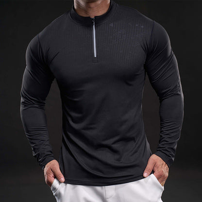 Herren Funktionsshirt Langarm Sportlich Stehkragen
