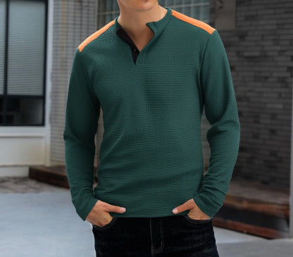 Herren Langarmshirt Modern mit Struktur und Kontrastfarben