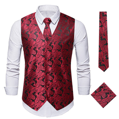 Herren Weste Paisley Muster Elegant schwarz
