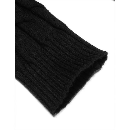 Herren Rollkragenpullover Zopfmuster Modern Schwarz