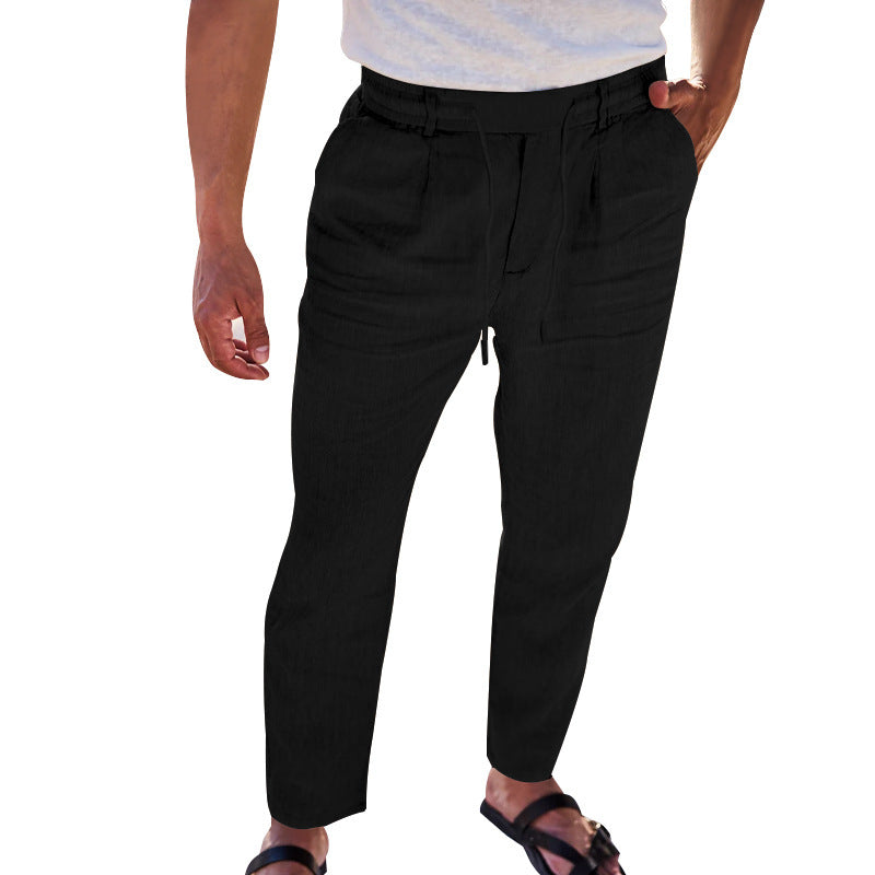 Herren Leinenhose Leicht Bequem Mit Seitentaschen