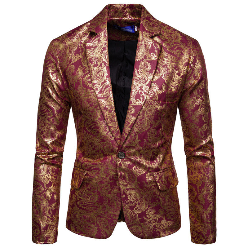 Herren Blazer Modern mit Pailletten Goldfarben Elegant