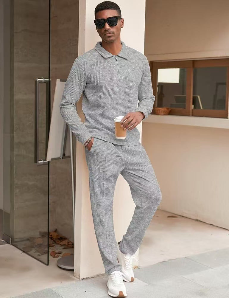 Herren Casual-Set Hose Oberteil mit Struktur-Design Modern