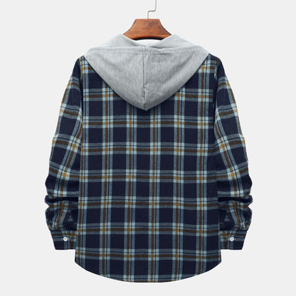 Damen Hoodie Kapuzenhemd Kariert Baumwolle Moderne