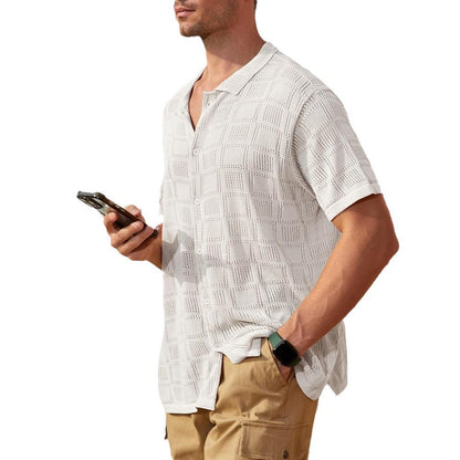 Herren Kurzarmhemd Modern Texturiert Berlin Style