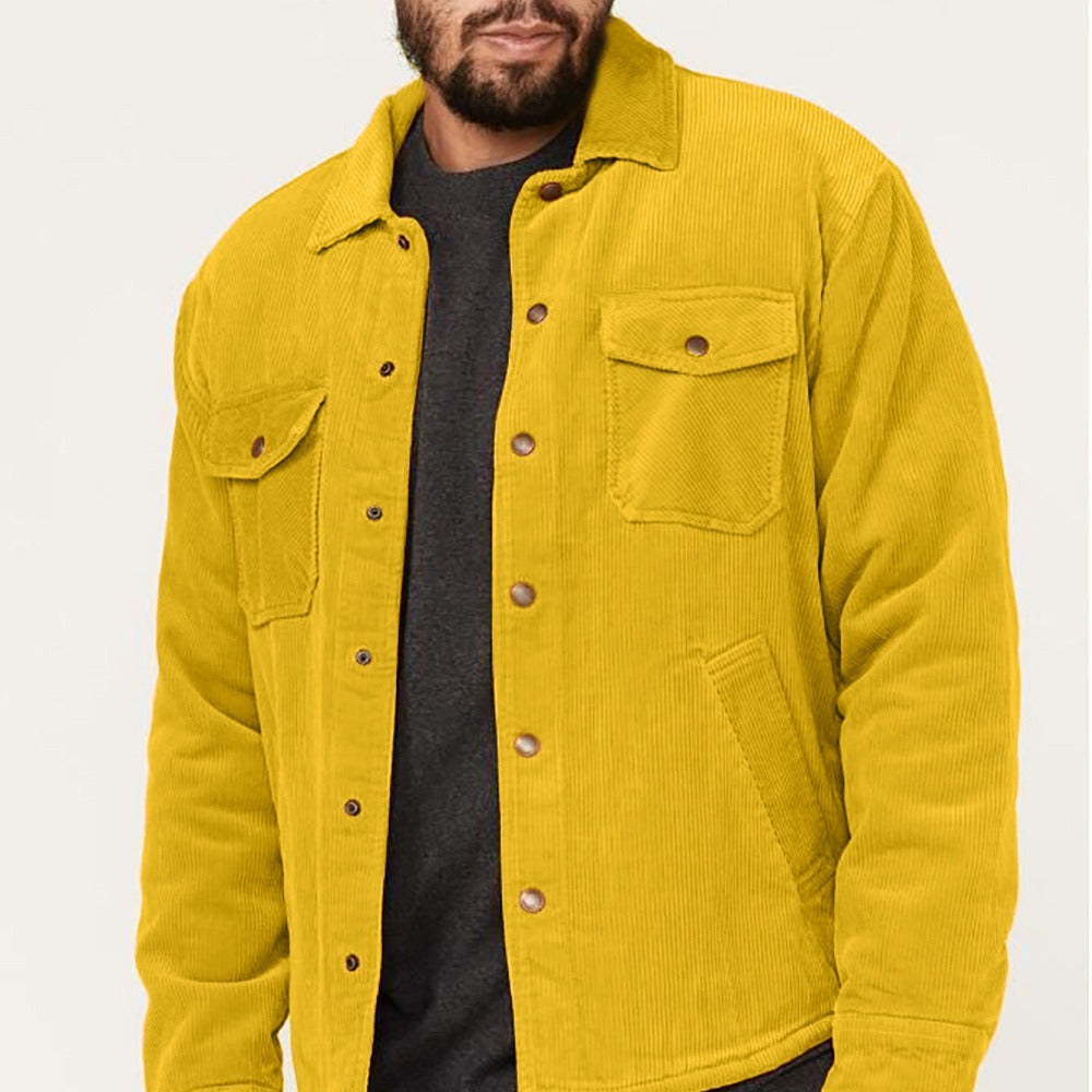 Herren Cordjacke Lässig Mit Taschen Grüne Mode