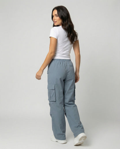 Damen Cargo-Hose Weite Bein Retro-Style mit Taschen
