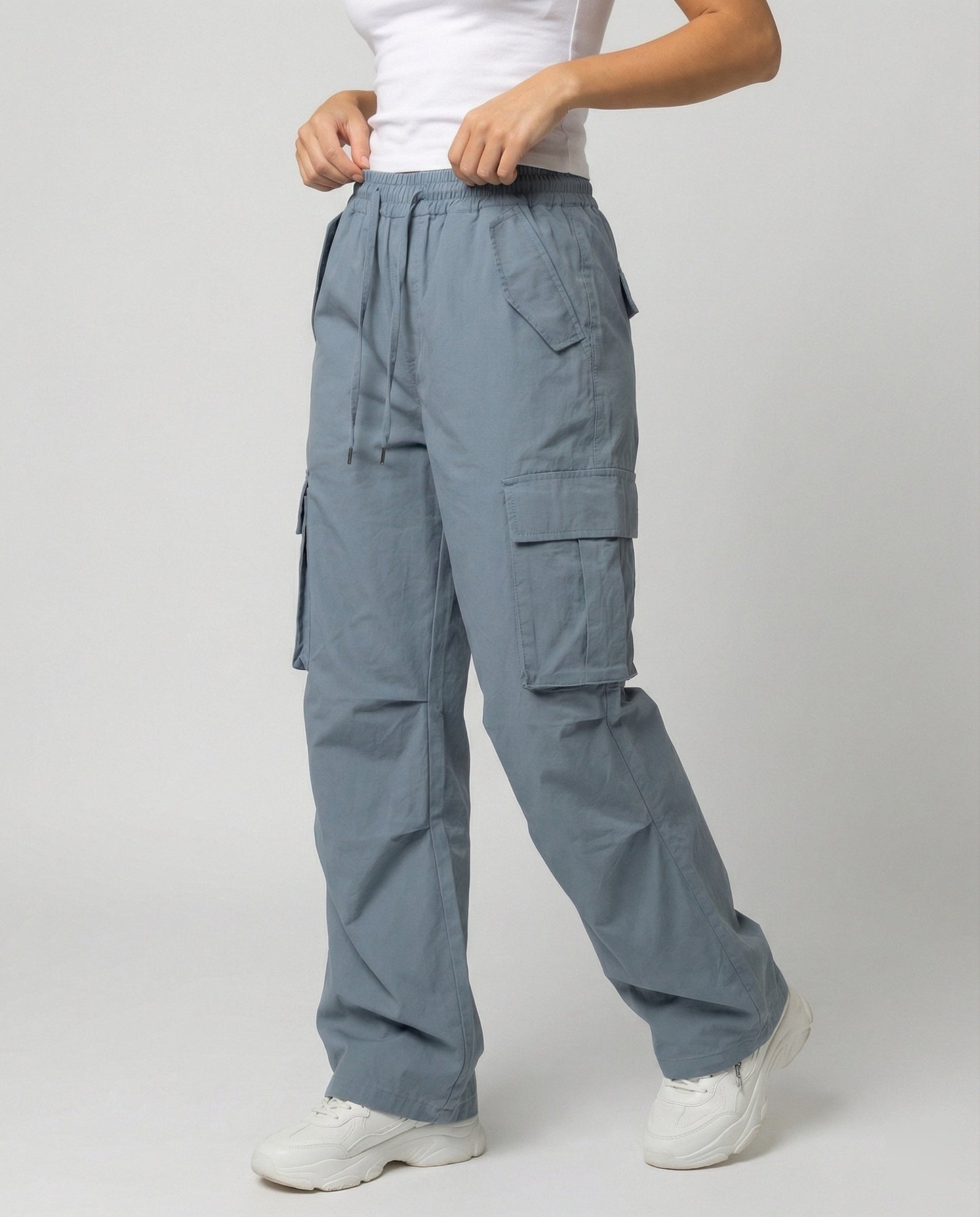 Damen Cargo-Hose Weite Bein Retro-Style mit Taschen - BerlinGlamour