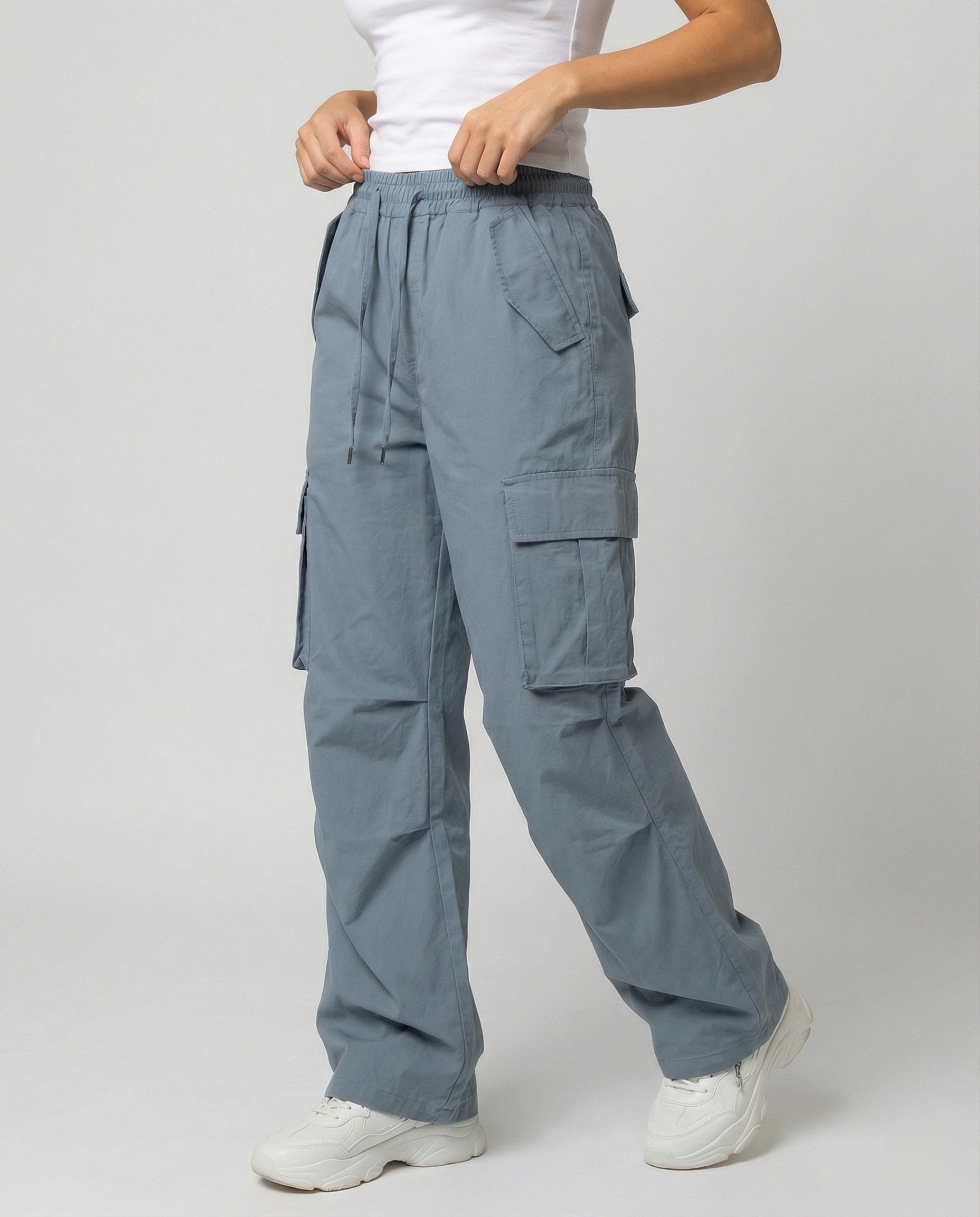 Damen Cargo-Hose Weite Bein Retro-Style mit Taschen - BerlinGlamour