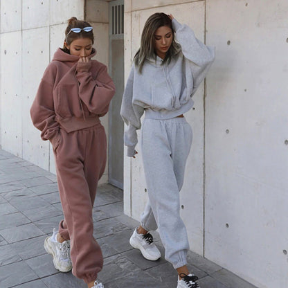 Damen Hoodie Set mit Jogginghose Bequem Elastisch - BerlinGlamour