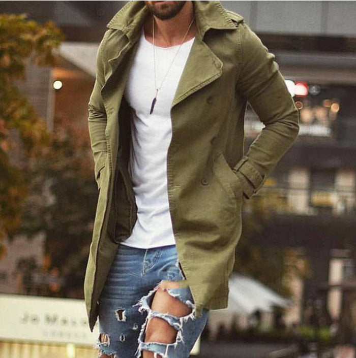 Herren Trenchcoat Lässig Modern mit Doppelknopfleiste