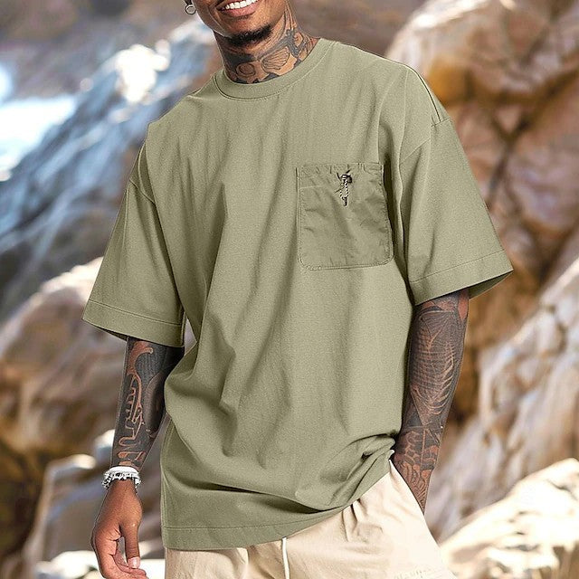 Herren T-Shirt Oversize Lässig mit Brusttasche - BerlinGlamour