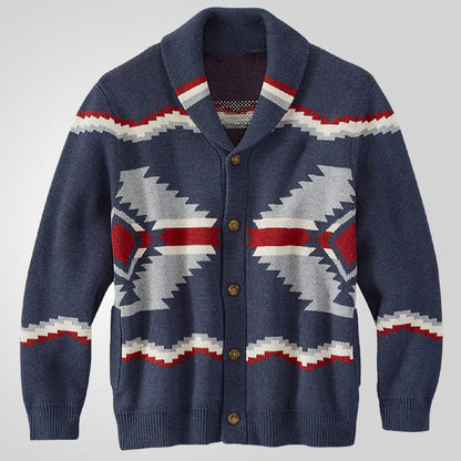 Herren Strickjacke Modern Ethno Design Knöpfe
