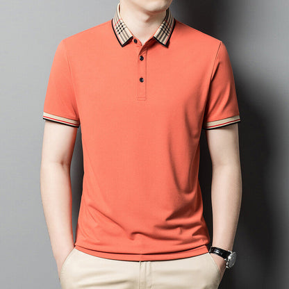 Herren Polo-Shirt Karo-Kragen Elegant Slimfit
