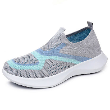 Damen Sneaker Bequem Slip-On mit Strickdesign
