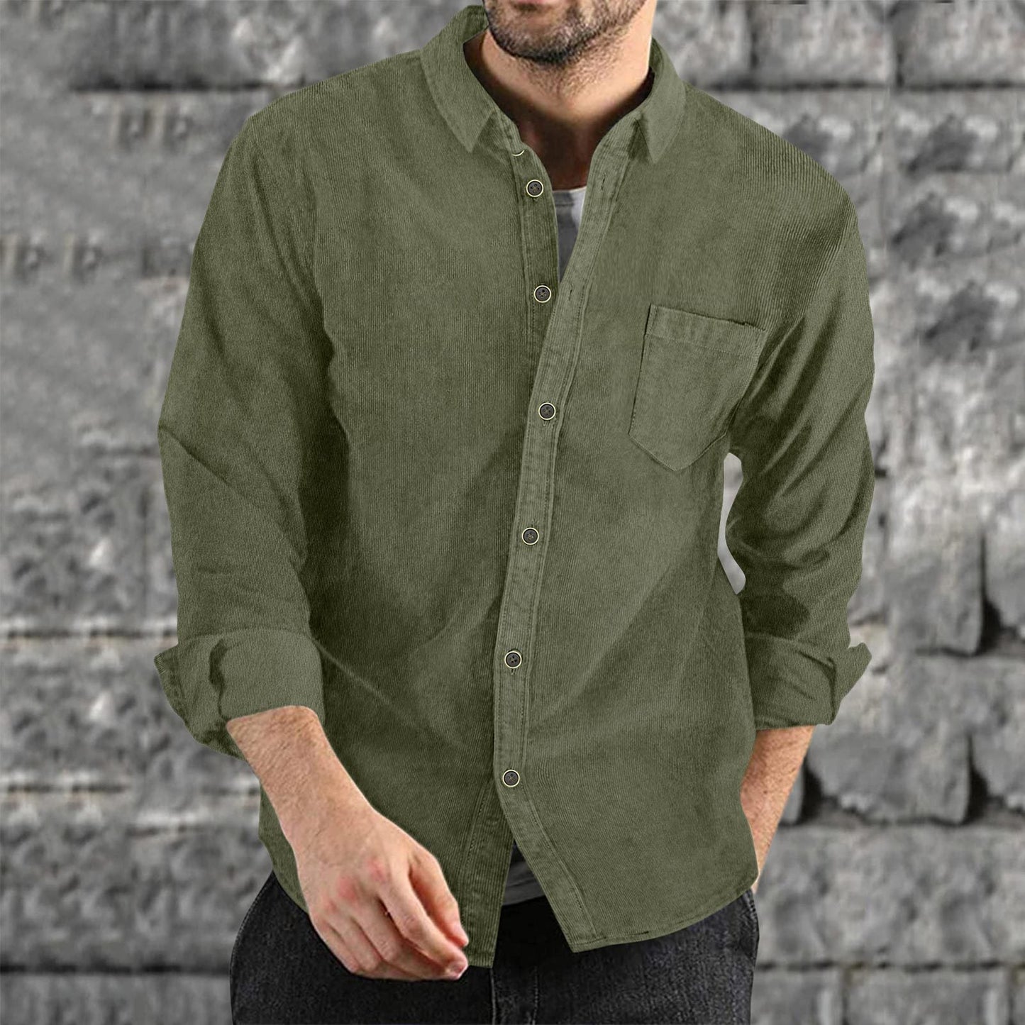 Herren Cordhemd Casual Bequem Modern