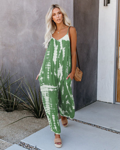 Damen Maxijumpsuit Leicht Tie-Dye Sommer