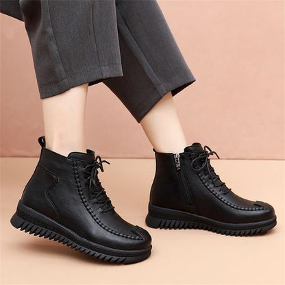 Damen Stiefeletten Hoch Komfort Reißverschluss Schwarz