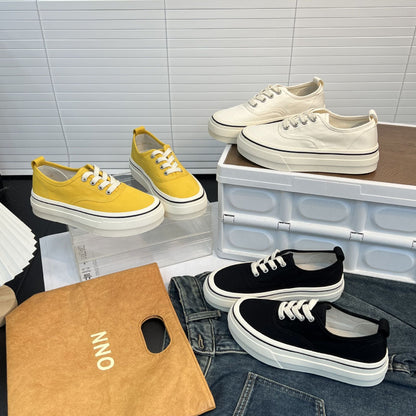 Damen Sneaker Dicksohlige Sportschuhe Hochwertig Canvas
