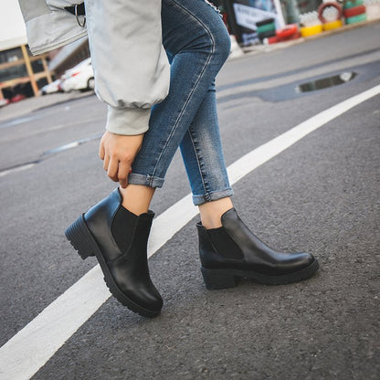 Elegante Damen Chelsea Stiefel Modisch Schwarz