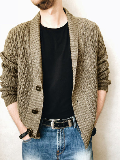 Herren Strickjacke Tiefkragen Modern Stylish