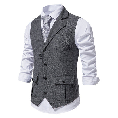 Herren Anzugweste Herringbone Stoff Elegant Modern