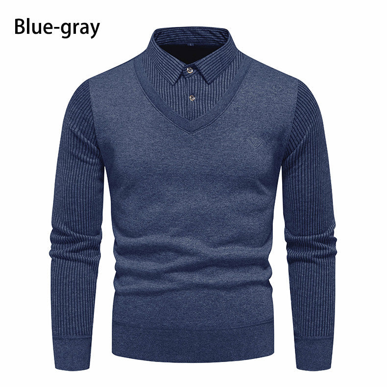 Herren Pullover V-Ausschnitt Modern mit Kragen
