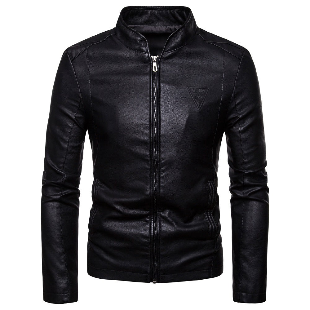 Lederjacke Herren Modern Slim Cut Schwarz