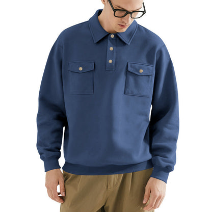 Herren Pullover Lässig Mit Pattentaschen Groß