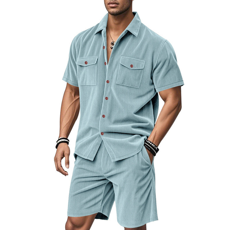 Herren Kurzarmhemd und Shorts Set Sommer Outfit