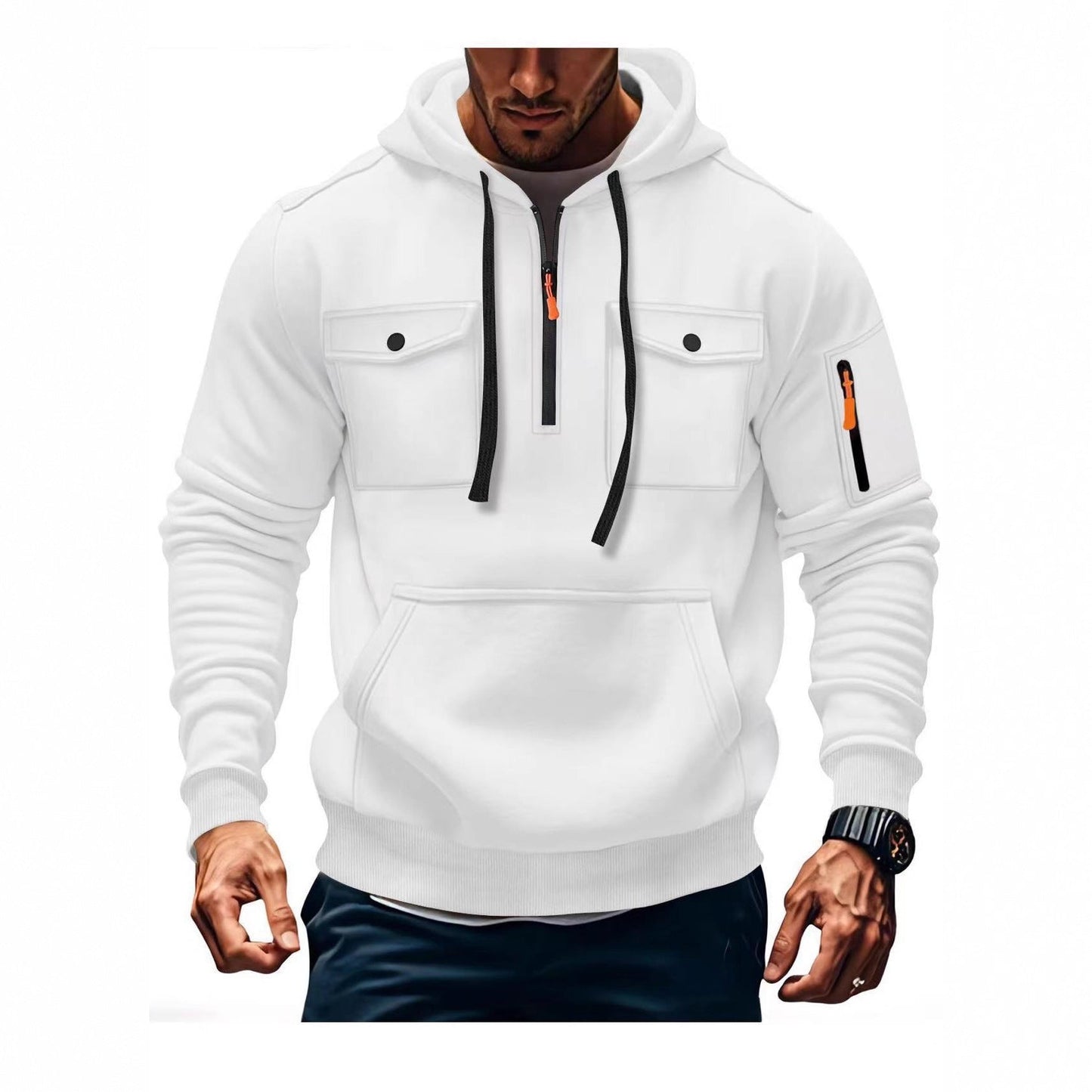 Herren Hoodie Funktionsjacke Mit Taschen Sportlich Modern
